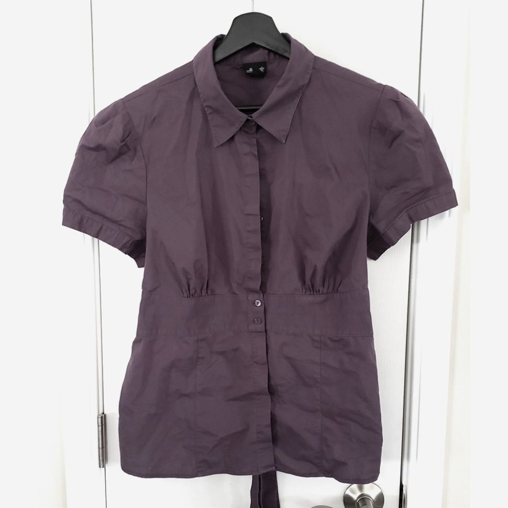 XL Button Up Dusky Purple Short Sleeved Shirt